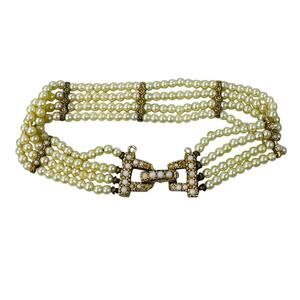 Vintage Small Faux Pearl 4 Strand Bracelet with Clasp